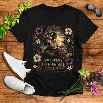 She carries home