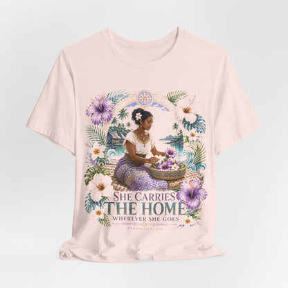 She carries home