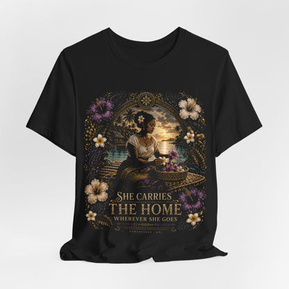 She carries home